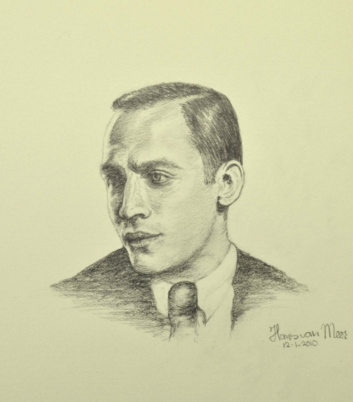 "DAD" Pencil drawing by Hans van Meer. 15 cm/6 inch high.