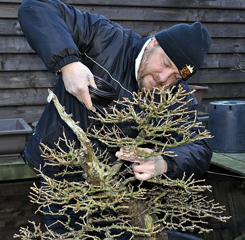 Thick wire is applied directly from the roll.